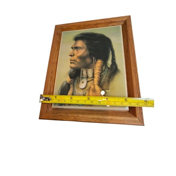 Bill Hampton Native American Indian print on Tile 6"x4.5" Frame 7.5" x 6" read - Picture 6 of 7